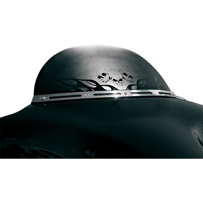 Drag specialties 2310-0192 matte black flame skull 6" windscreen harley