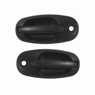 Blk exterior outside back/rear door handle pair set driver+passenger sides lh+rh