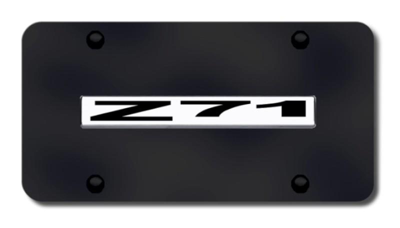 Gm z71 name chrome on black license plate made in usa genuine