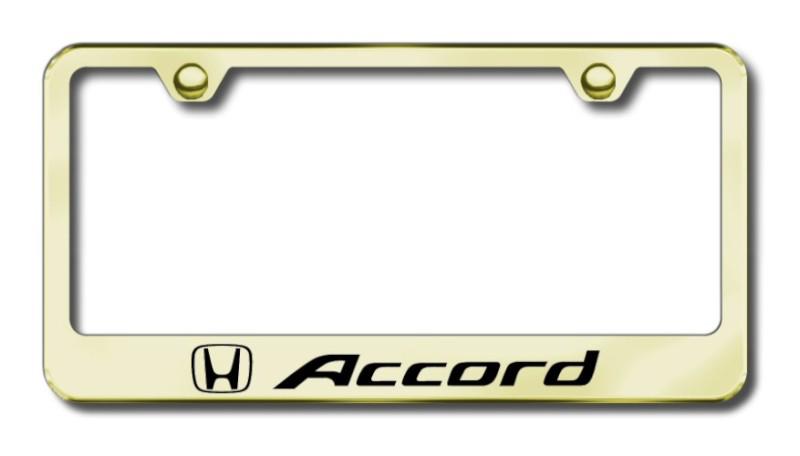 Honda accord  engraved gold license plate frame -metal made in usa genuine