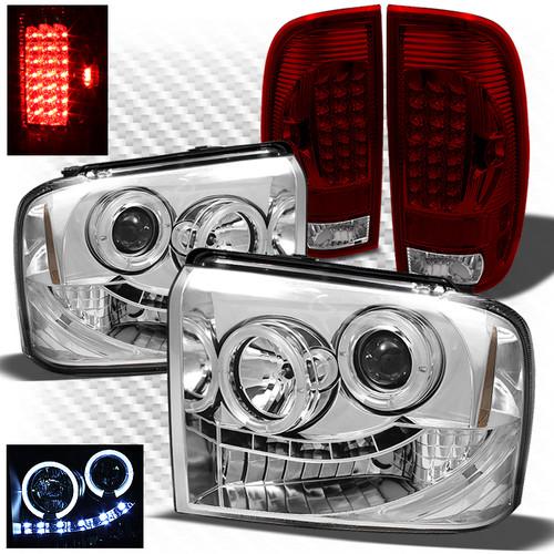 05-07 f2/3/450 halo projector headlights + red clear led perform tail lights