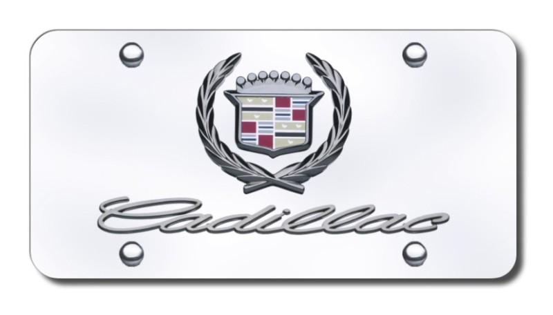 Cadillac dual cadillac chrome on chrome license plate made in usa genuine