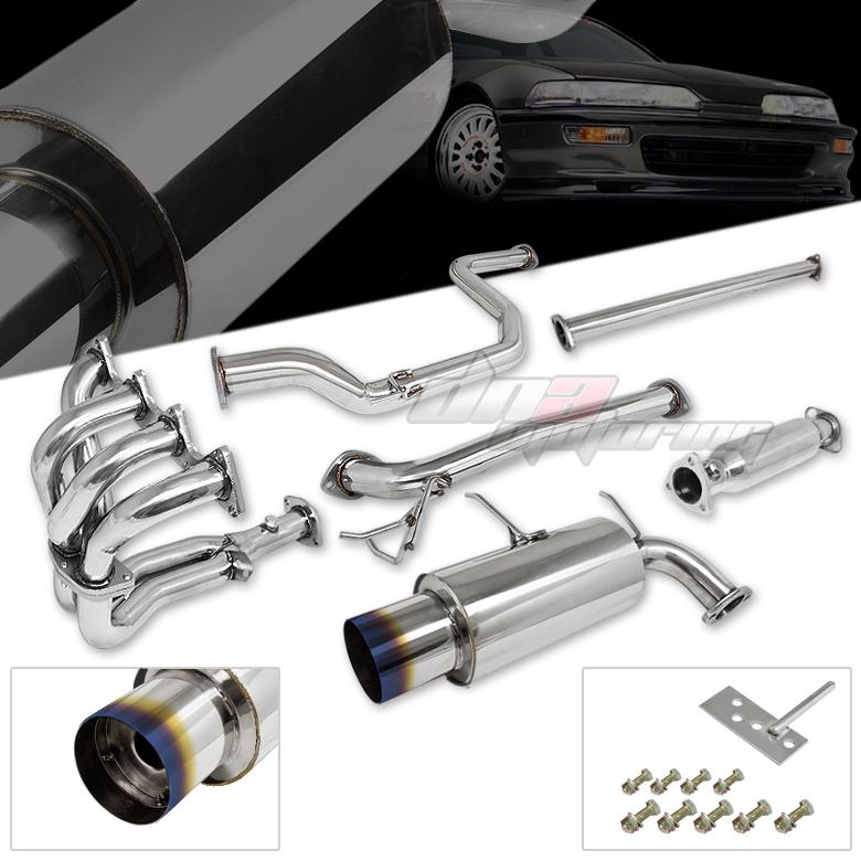 92-93 acura integra 4.5" burnt tip catback cat back+piping+header exhaust system