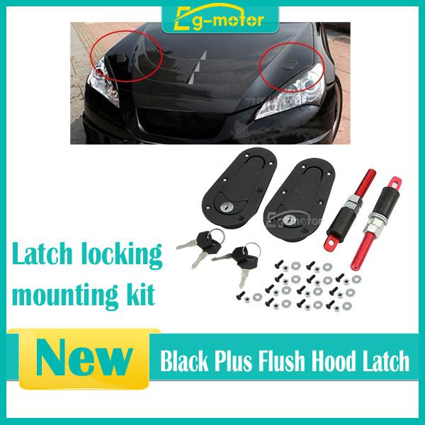 Aerocatch racing plus flush car kit mount bonnet latch hood pin key locking kit