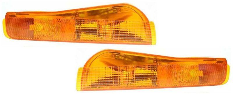 Turn signal light lamp lens & housing pair set (driver & passenger side, qty 2)