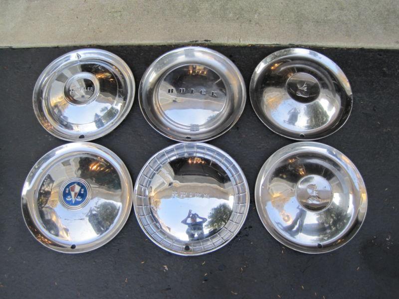 Vintage original 1950's hubcaps buick, desoto, chrysler, hudson ?   all 6   nr