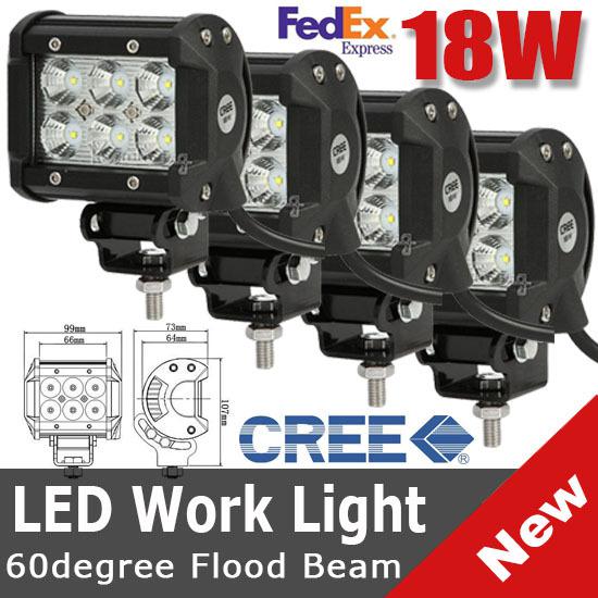 4pcs 18w cree flood led work light offroad lamp boat mining truck 4wd 4x4 jeep