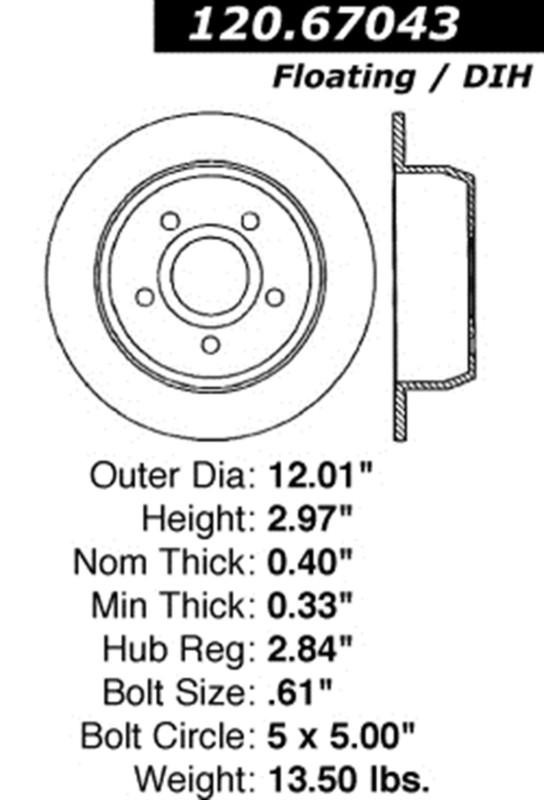 Centric-power slot 126.67043sl stoptech sport rotors 99-04 grand cherokee (wj)