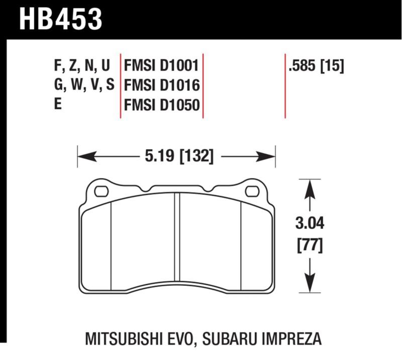 Hawk performance hb453f.585 disc brake pad