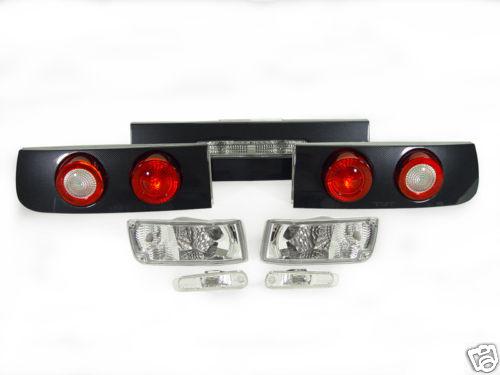 Depo 90-1996 nissan 300zx carbon look tail lights + clear bumper + side markers