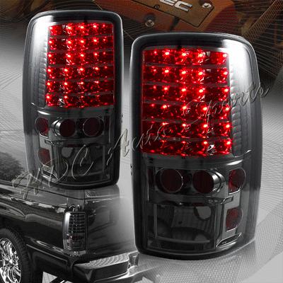 00-06 gmc yukon / chevy suburban/tahoe black housing smoke lens led tail lights