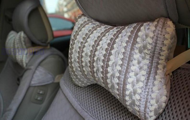 1 pair gray weave auto cushion headrest car seat summer pillows seat neck pillow