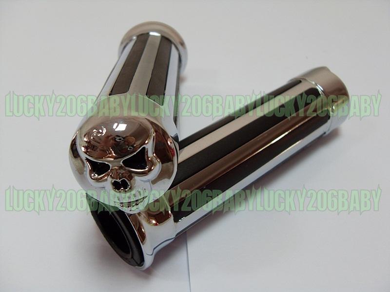 Harleys skull custom chrome aluminum hand grips 1" & 1.25"