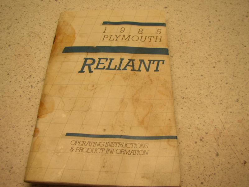 1985 ply reliant owners manual