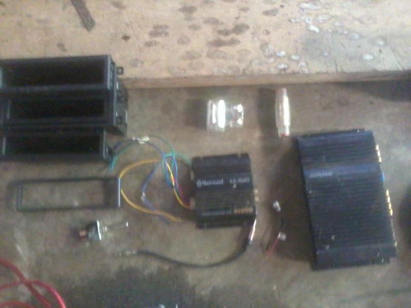 Amps, subwoofer, wiring kits, dash install kits, etc. 