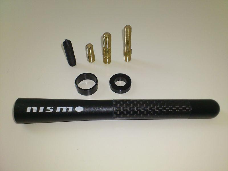 Jdm black aluminum 4.7" carbon fiber car am/fm radio antenna + screws nissan