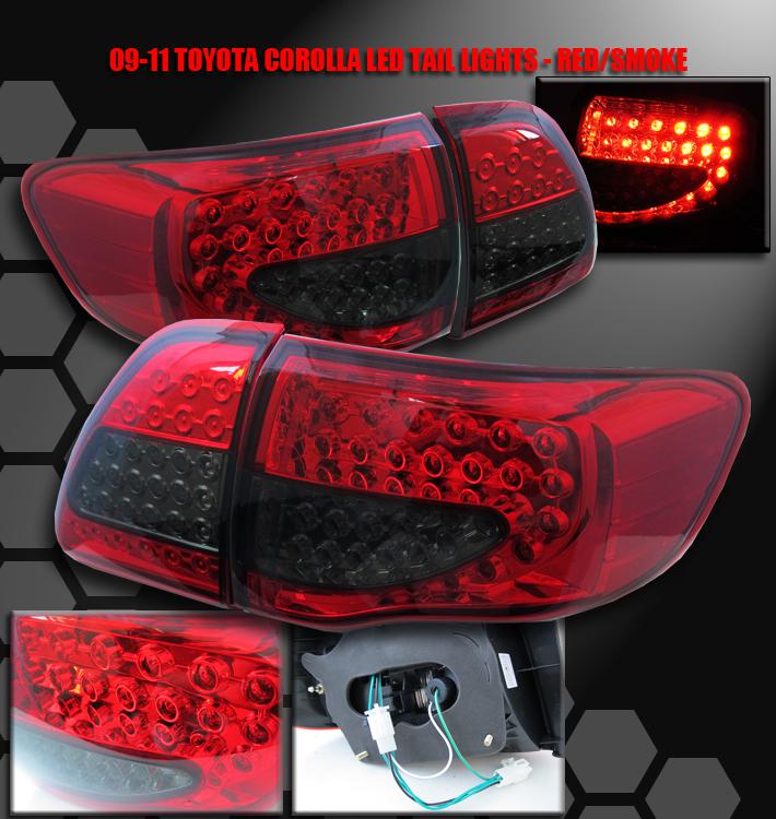 09 10 toyota corolla ce le s xrs led altezza tail brake light lamp jdm red smoke