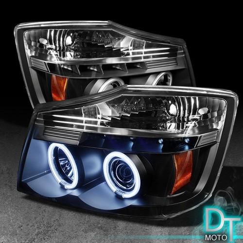 Black 04-13 titan armada ccfl halo projector led headlights lights left+right