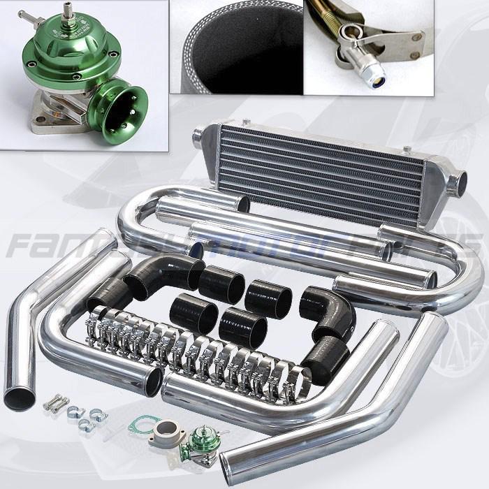 Black 2.5'' inlet intercooler piping kit+ green type-rs turbo bov diy piping kit