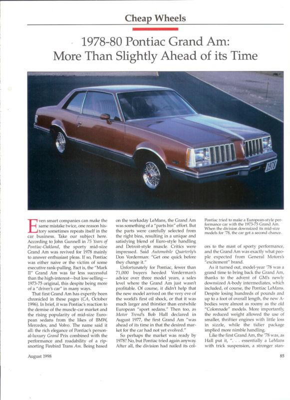 1978 1979 1980 pontiac grand am 3 page article