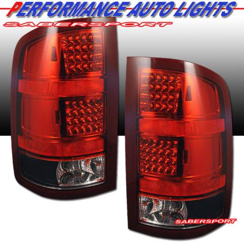 2007-2013 gmc sierra 1500 2500hd "l.e.d." led tail lights red black plug n play