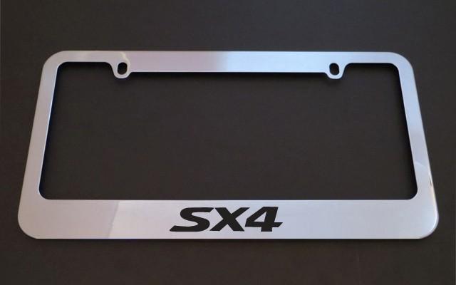 1 brand new suzuki sx4 chrome metal license plate frames + screw caps