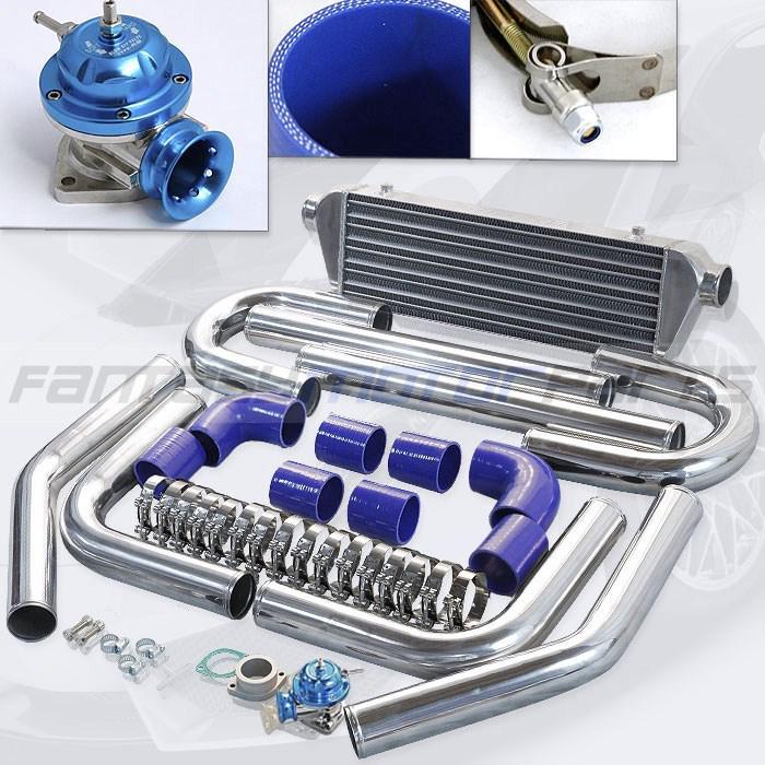 Universal diy 2.5'' inlet blue intercooler piping kit + blue type-rs turbo bov