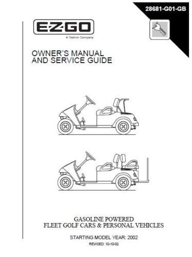 Ez-go gas power golf cart owner & service guide manual