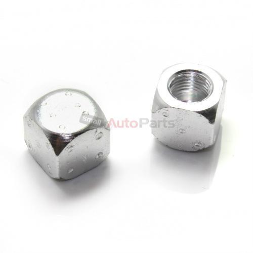 (2) silver aluminum dice tire/wheel stem valve caps for motorcycle-bike-scooter