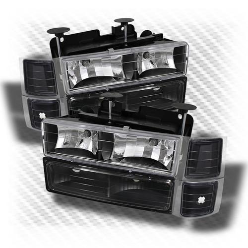 Chevy tahoe suburban silverado blazer headlights+corner+bumper head lights black