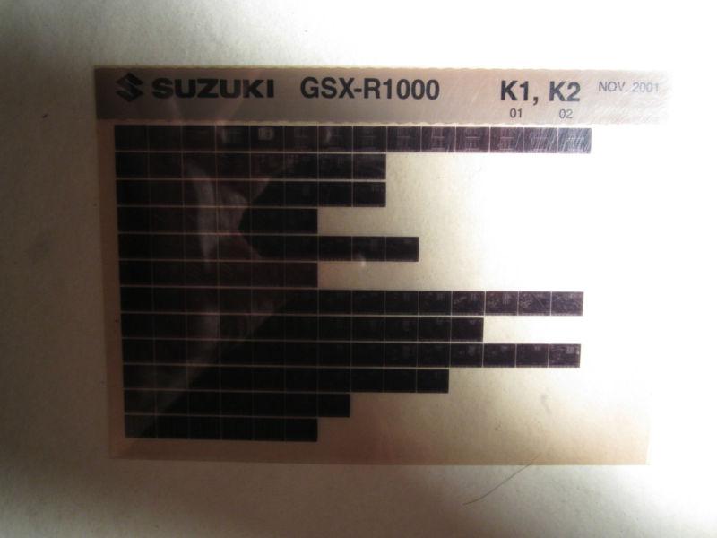 2001-2002 suzuki motorcycle gsx r1000 k1 k2 microfiche parts catalog r 1000