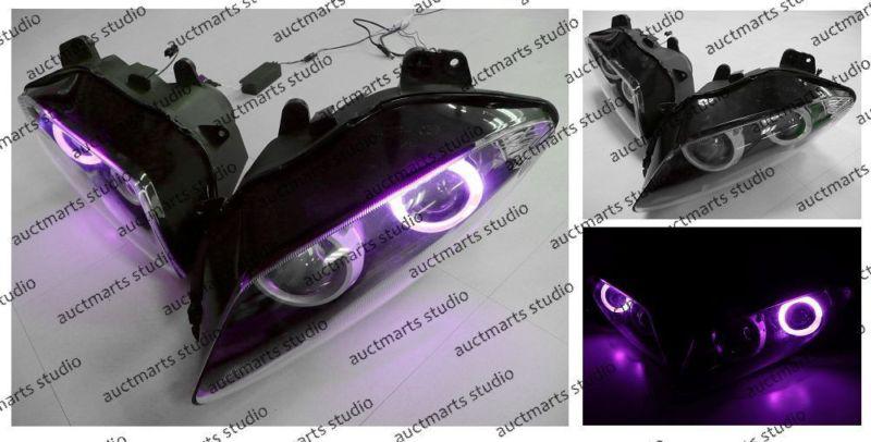 Yamaha yzf r1 2007-2008 halo angel eye projector bi-xenon headlamp purple d