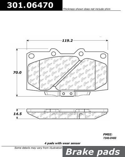 Centric 301.06470 brake pad or shoe, front-centric premium ceramic pads w/shims