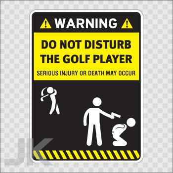 Decal stickers sign signs warning danger caution stay away golfer 0500 z4zaa