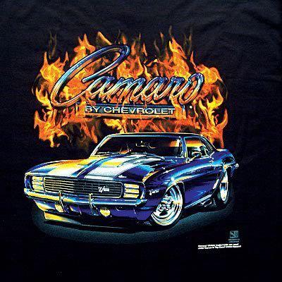 Ghh t-shirt short sleeve cotton muscle car 69 camaro black men's medium ea