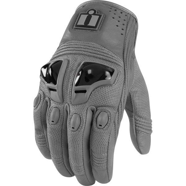 Grey l icon justice leather gloves