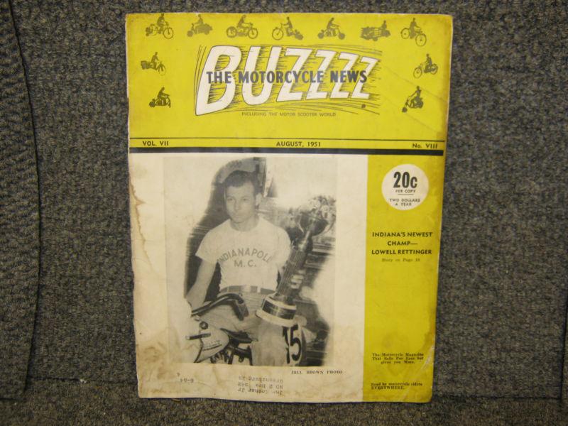 Buzzzz the motorcycle news magazine august 1951 ahrma  vintage racing buzz