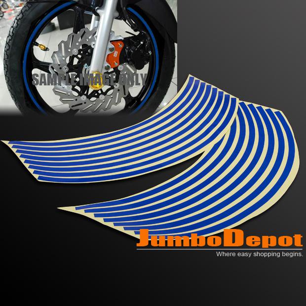 Blue reflective rim tape wheel stripe decal sticker universal for car motorcycle