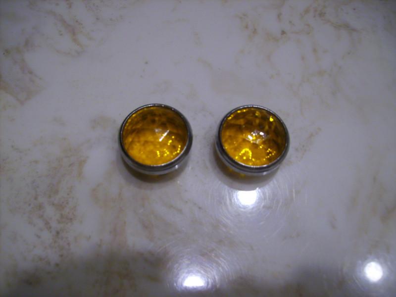 2 gem cut top lens amber dot for auto motorcycle or anything else stainless back