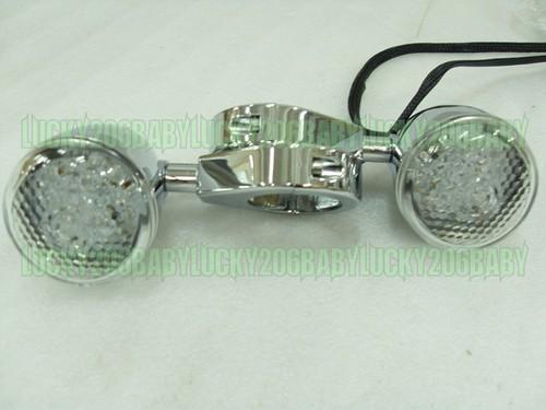 Chrome bullet turn signal fog light 41mm relocation fork clamp harley ts20 7d