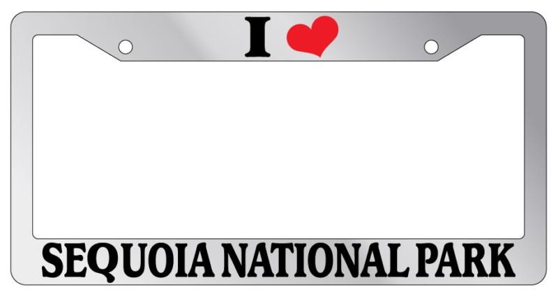 Chrome license plate frame i heart sequoia national park auto accessory novelty