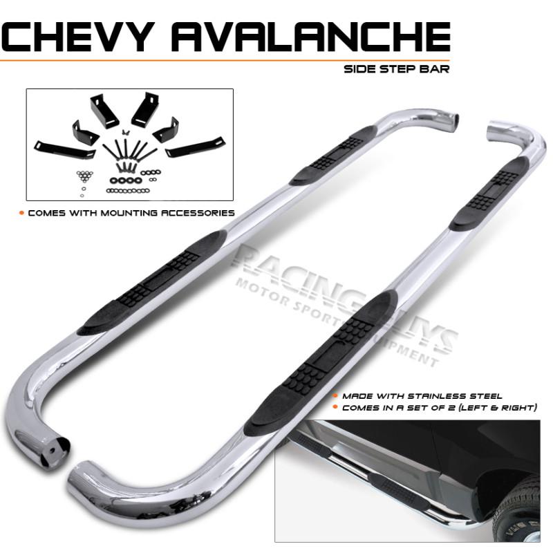 02-12 chevy silverado sierra avalanche stainless side step nerf bar tube rail