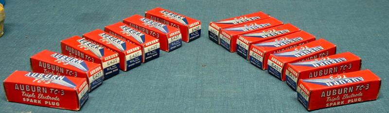 Vtg 1940's auburn spark plug boxes e43t w.w.ii jet aircraft type - 14 total!