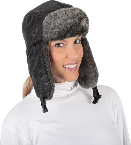 Choko fun-fur trapper snowmobile hat black flowers medium/large