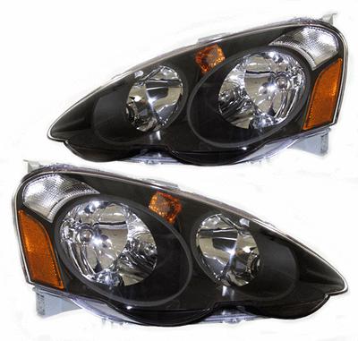 Black/amber acura rsx 02-04 dc5 crystal headlights lights lamps left+right pair