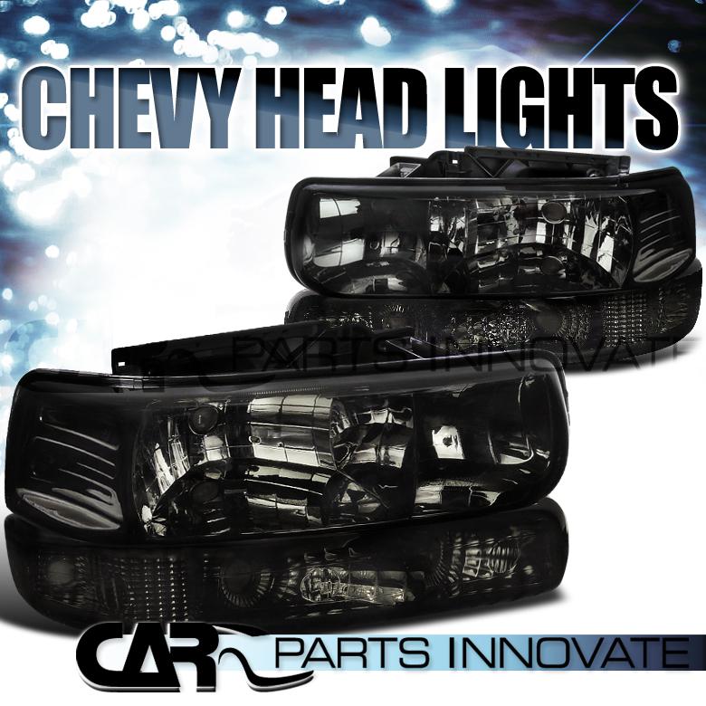 99-02 silverado 00-06 suburban tahoe smoke crystal headlights+bumper signal