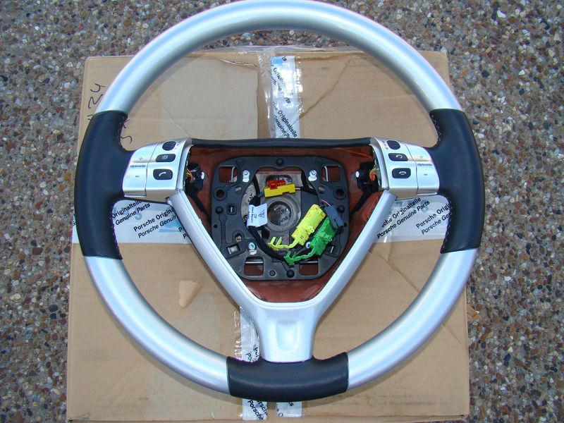 Porsche oem factory genuine black/silver tri-tronic steering wheel for 997 & 987