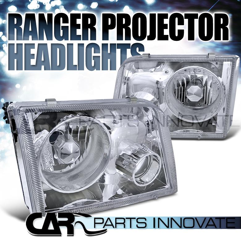 1993-1997 ford ranger chrome crystal headlights w/ projector fog lamp