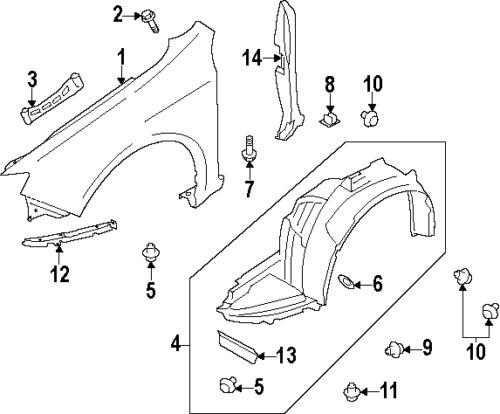 Subaru 59110fg040 genuine oem factory original fender liner