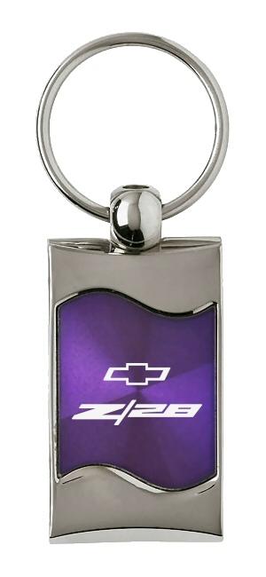 Chevrolet camaro purple rectangular wave key chain ring tag key fob logo lanyard